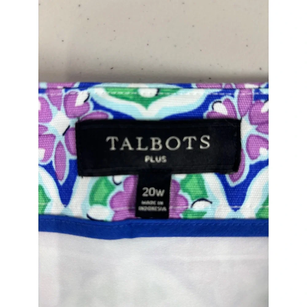 Talbots Pastel Canvas A-Line Skirt 20W Medallion Print Lined Plus Cotton Spandex